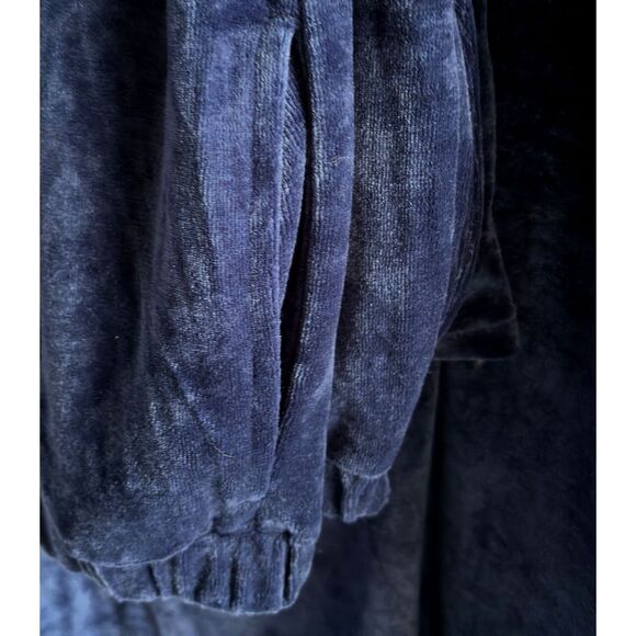 Cowl Neck LS Soft Velour Deep Blue Woman's Size L Lounge Set #C - Picture 7 of 8